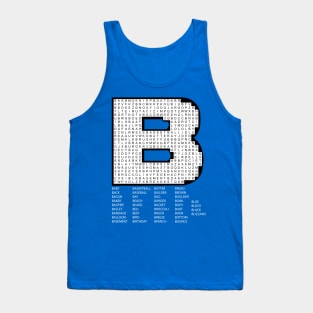 B Word Search Puzzle White Text Tank Top